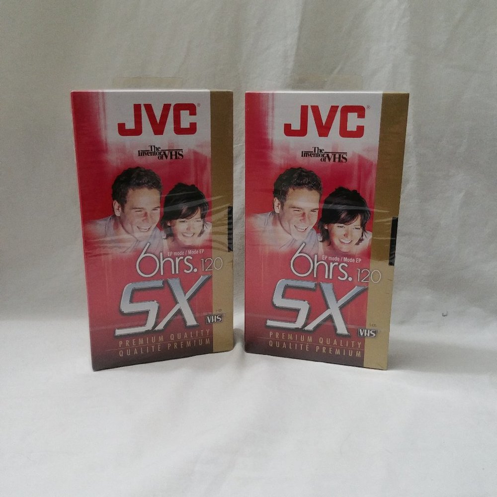 2 JVC New Blank T-120 5X VHS Tapes Premium Quality